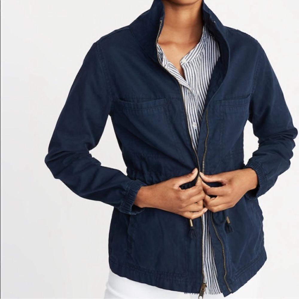 Old Navy Blue Utility Jacket with Structured Shoulders